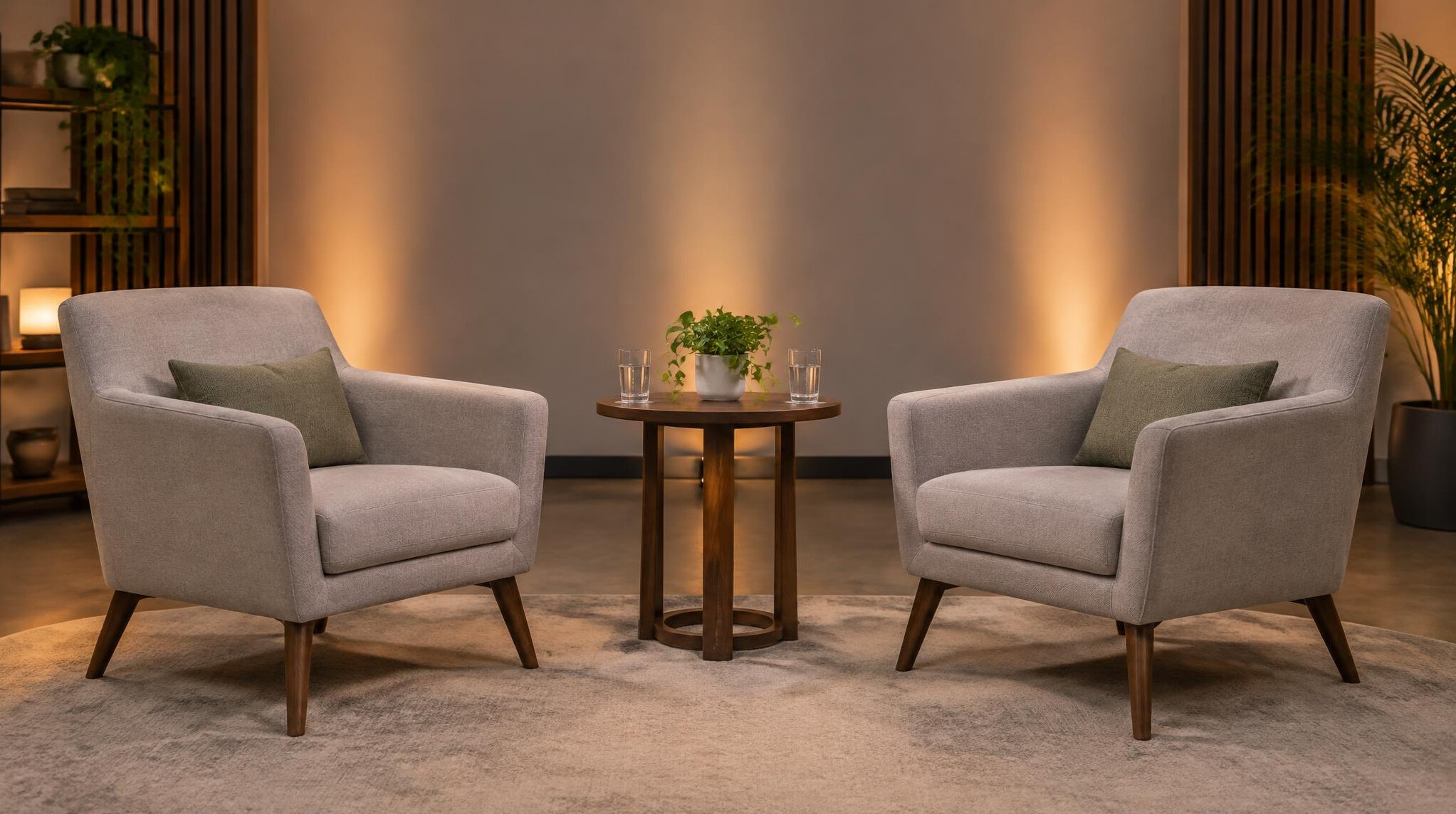 Interview set with two armchairs and a small table
